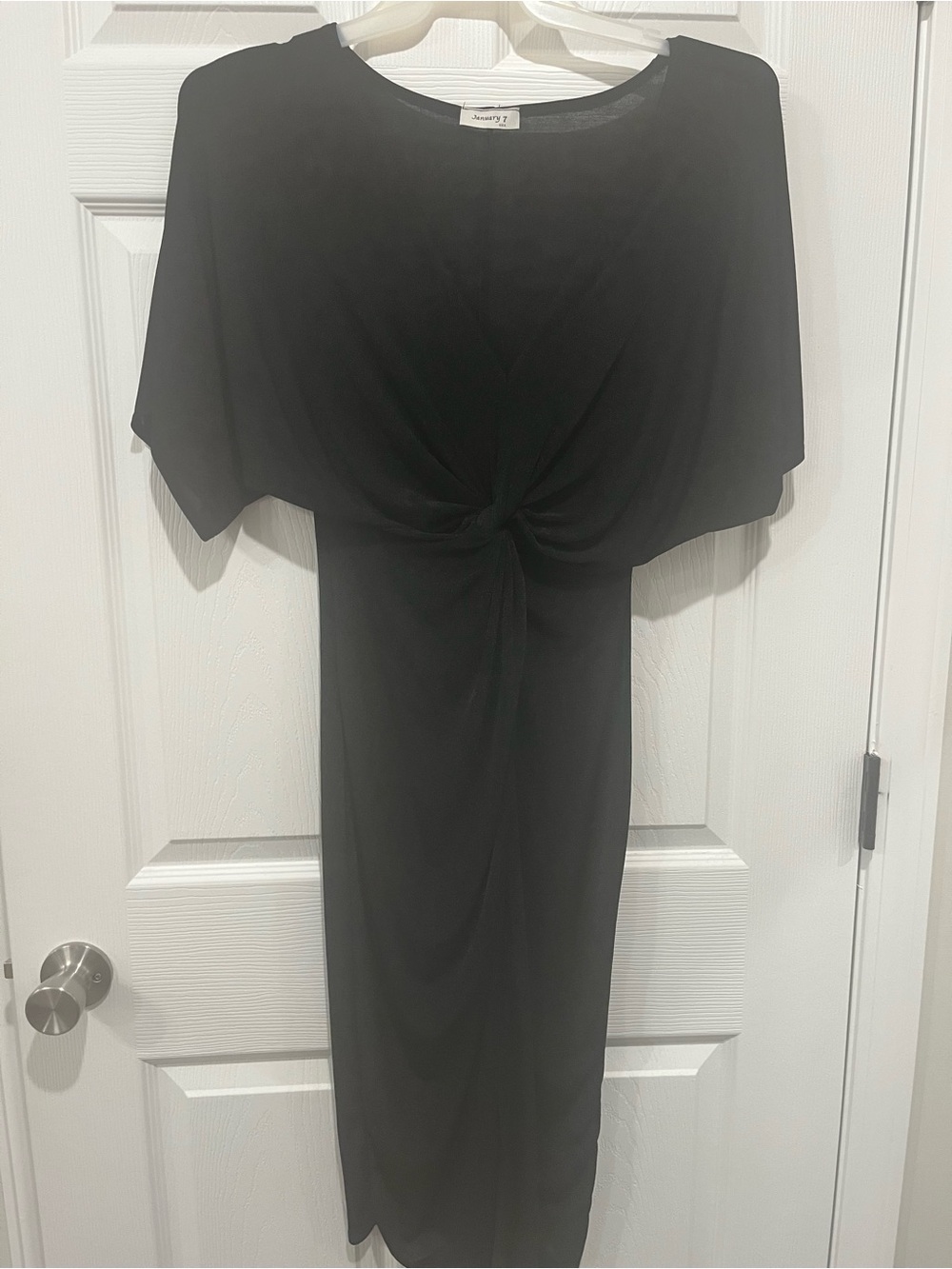 January 7 Black Twist-Knot Midi Dress
